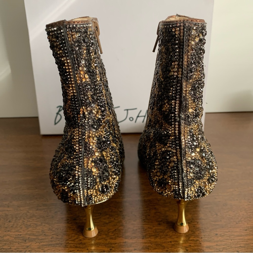 Betsy Johnson Leopard Boots Ladies Size 8 Rhinestone Glitter - Picture 5 of 15